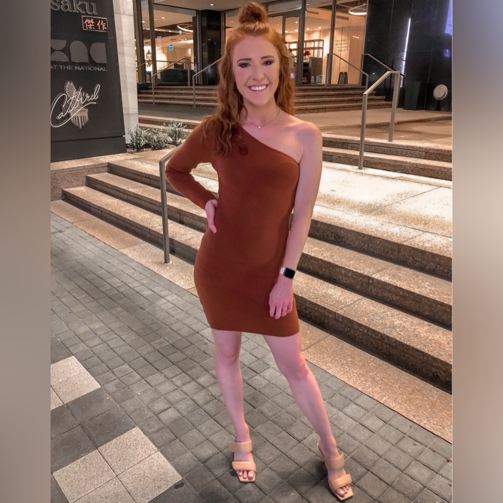 Abercrombie & Fitch Long Sleeve One Shoulder Sweater Dress